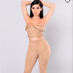 Fashionova Sienna biker suede top and pants